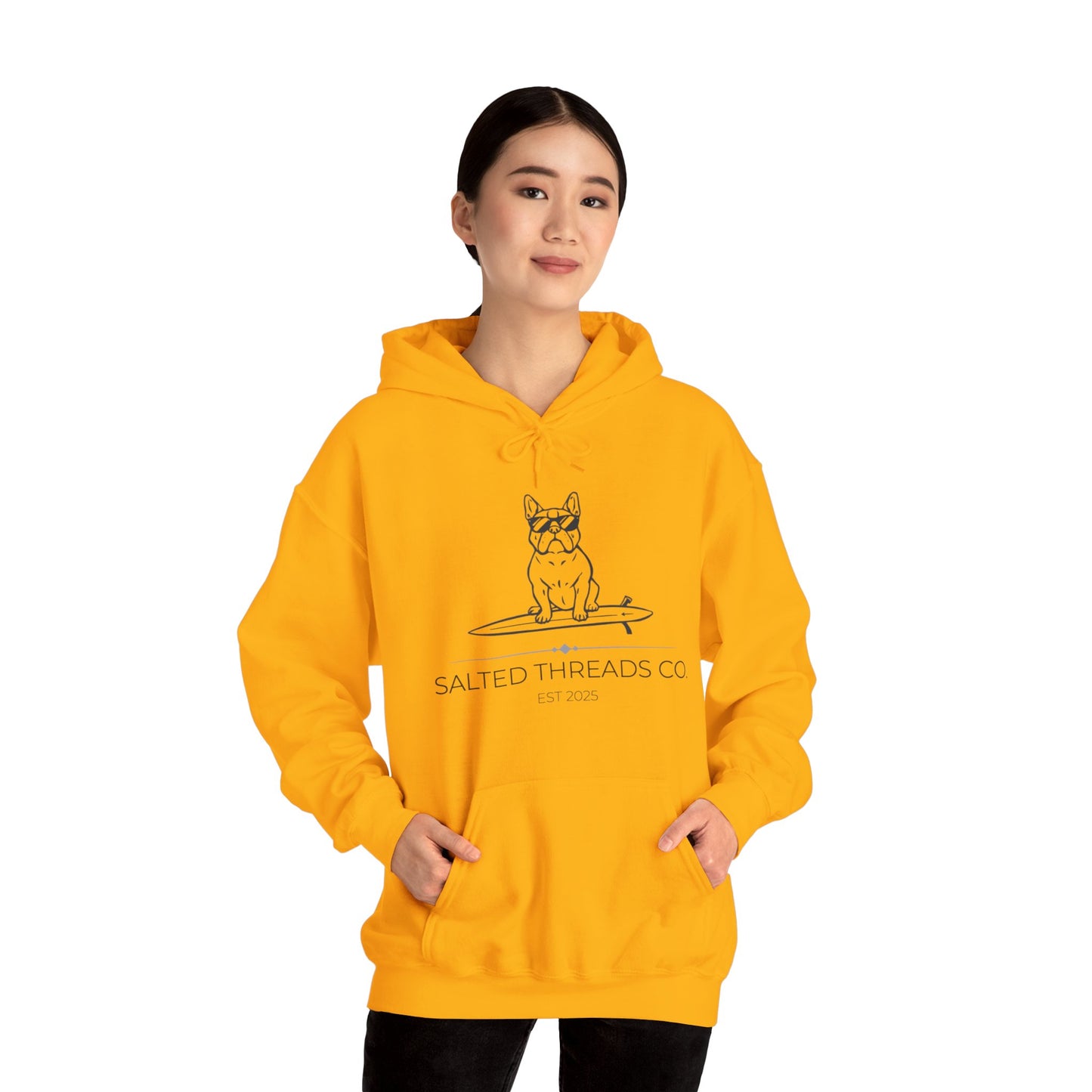 Salted Threads Co. French Bulldog Hoodie - Unisex Heavy Blend Sweatshirt