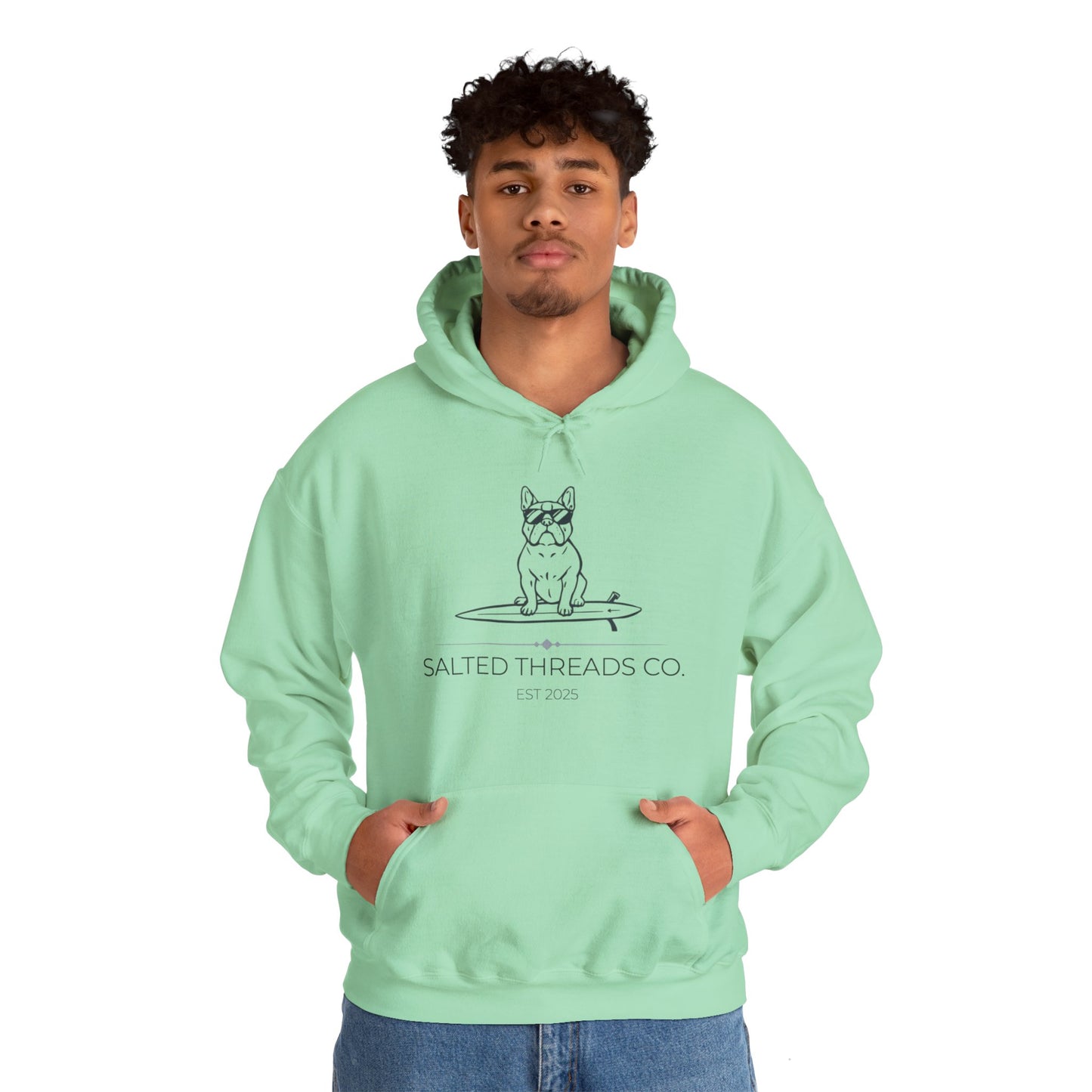 Salted Threads Co. French Bulldog Hoodie - Unisex Heavy Blend Sweatshirt