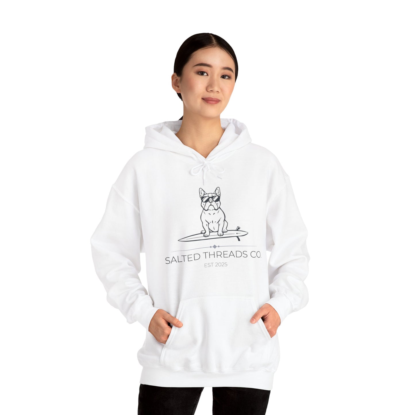 Salted Threads Co. French Bulldog Hoodie - Unisex Heavy Blend Sweatshirt