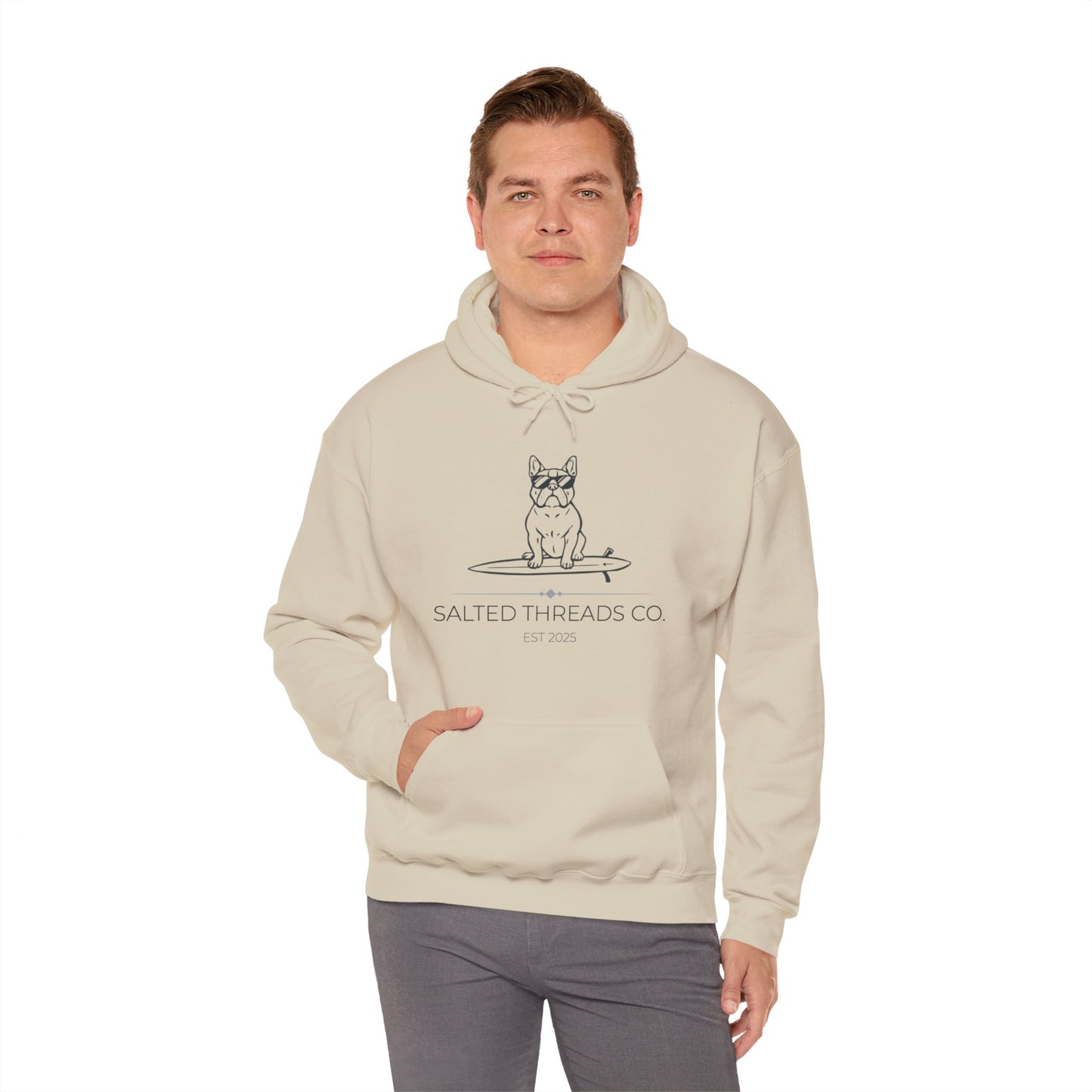 Salted Threads Co. French Bulldog Hoodie - Unisex Heavy Blend Sweatshirt