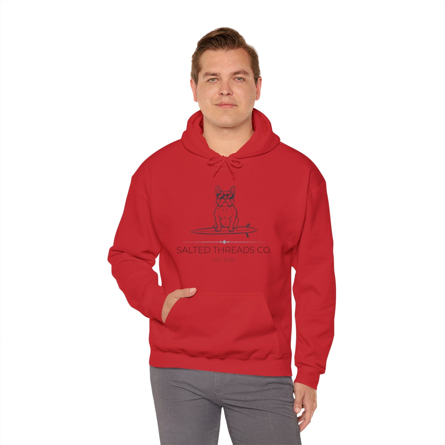 Salted Threads Co. French Bulldog Hoodie - Unisex Heavy Blend Sweatshirt