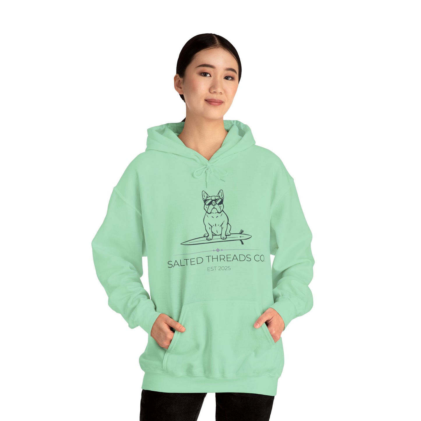 Salted Threads Co. French Bulldog Hoodie - Unisex Heavy Blend Sweatshirt