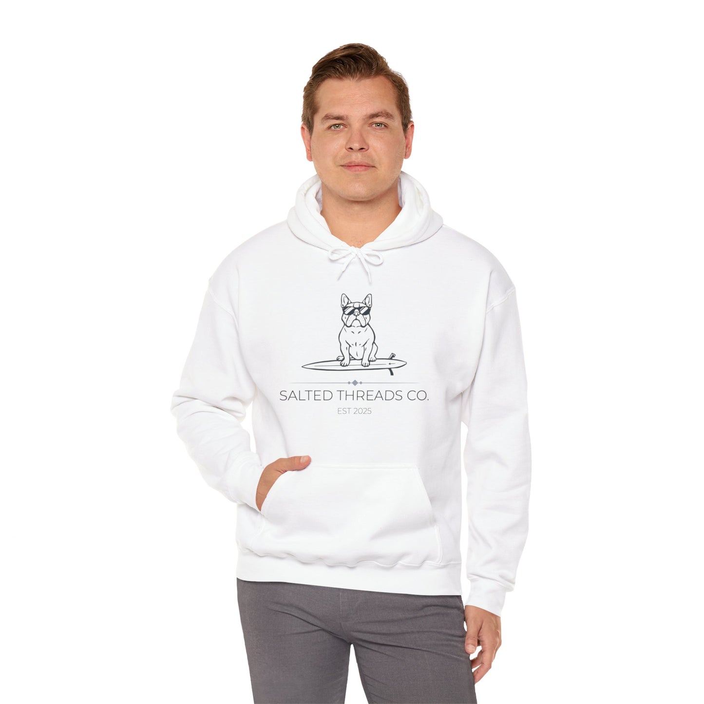 Salted Threads Co. French Bulldog Hoodie - Unisex Heavy Blend Sweatshirt