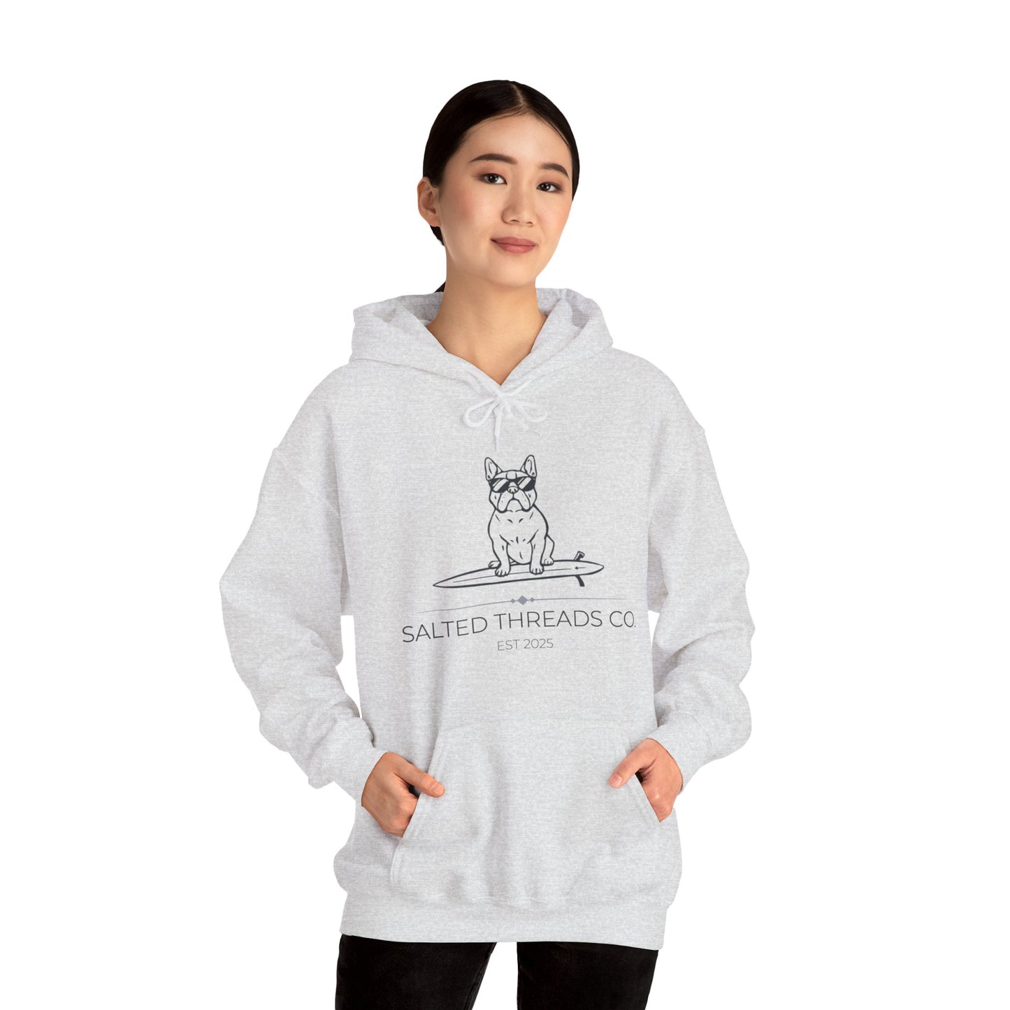 Salted Threads Co. French Bulldog Hoodie - Unisex Heavy Blend Sweatshirt