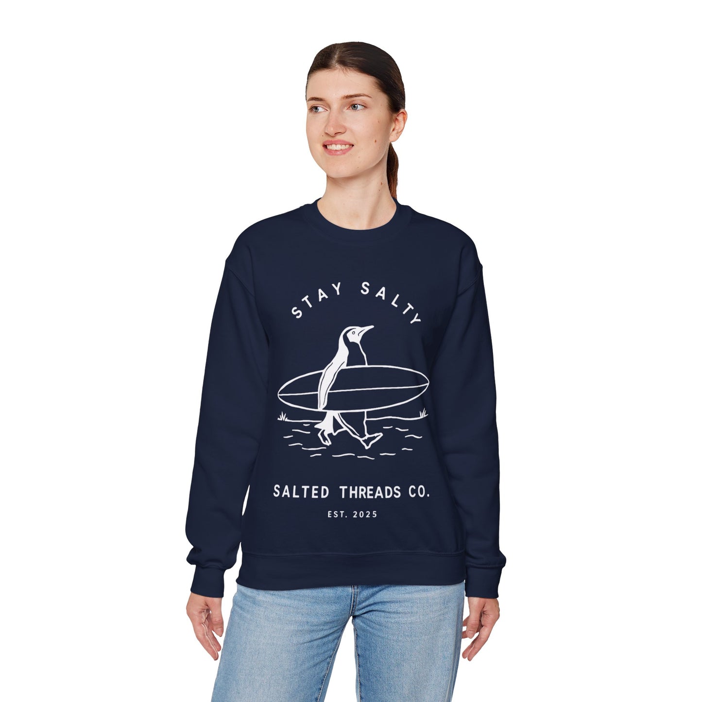 Stay Salty Penguin - Crewneck Sweatshirt - Perfect for Everyday Comfort
