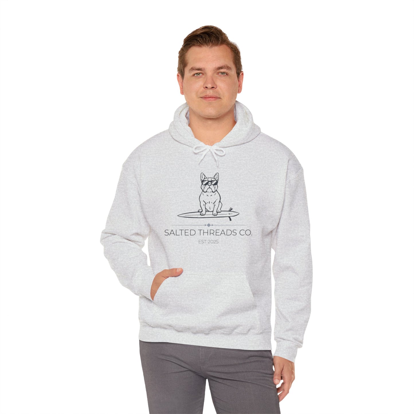 Salted Threads Co. French Bulldog Hoodie - Unisex Heavy Blend Sweatshirt