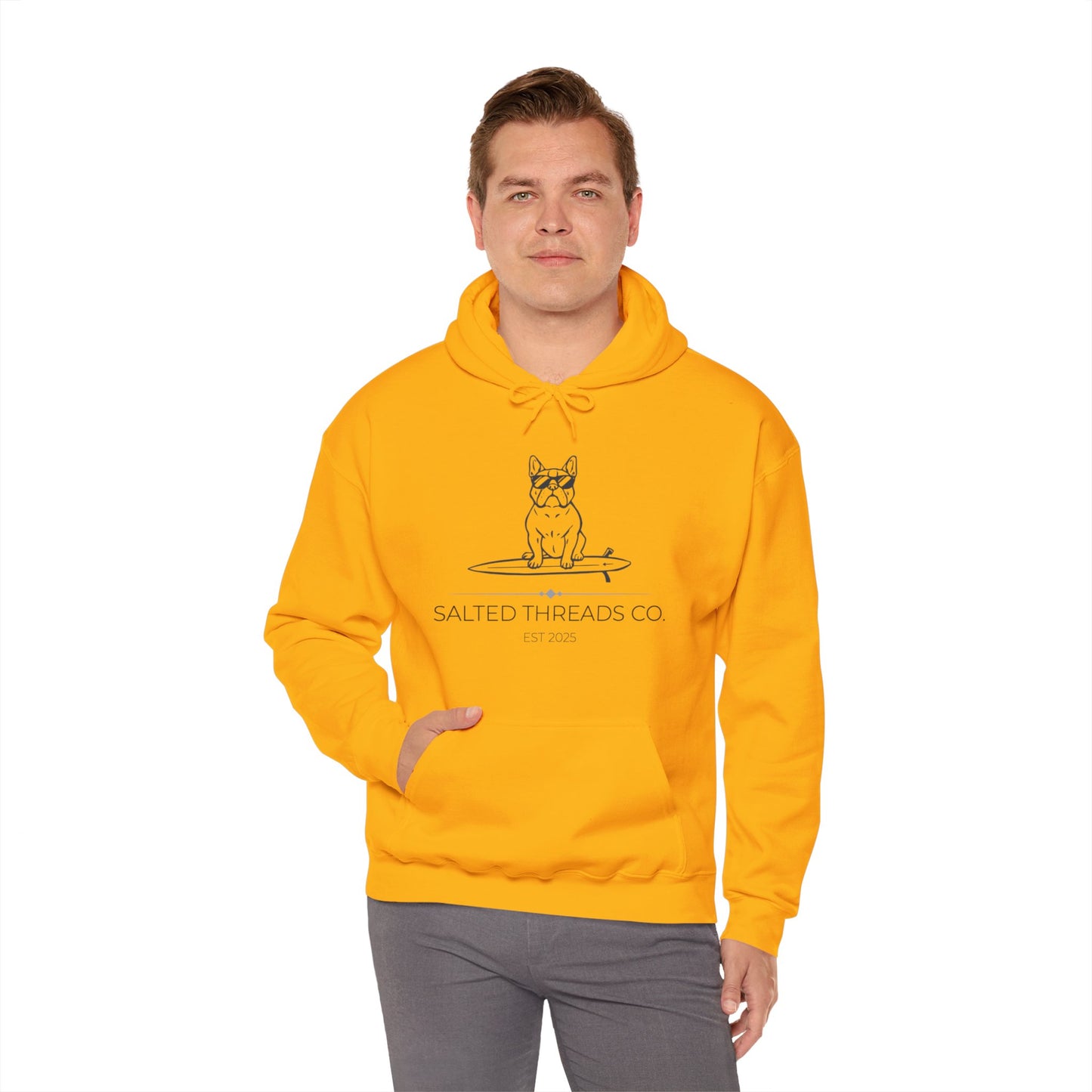 Salted Threads Co. French Bulldog Hoodie - Unisex Heavy Blend Sweatshirt