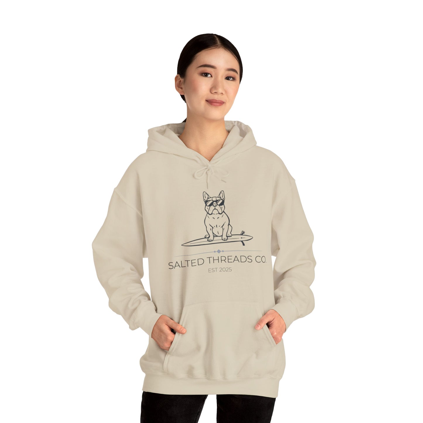 Salted Threads Co. French Bulldog Hoodie - Unisex Heavy Blend Sweatshirt