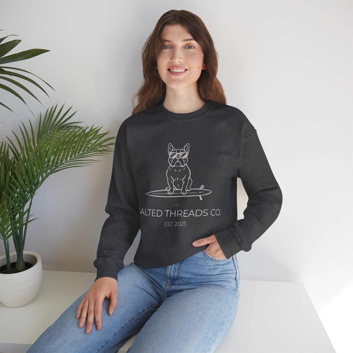 Salted Threads Co. French Bulldog Unisex Heavy Blend™ Crewneck Sweatshirt