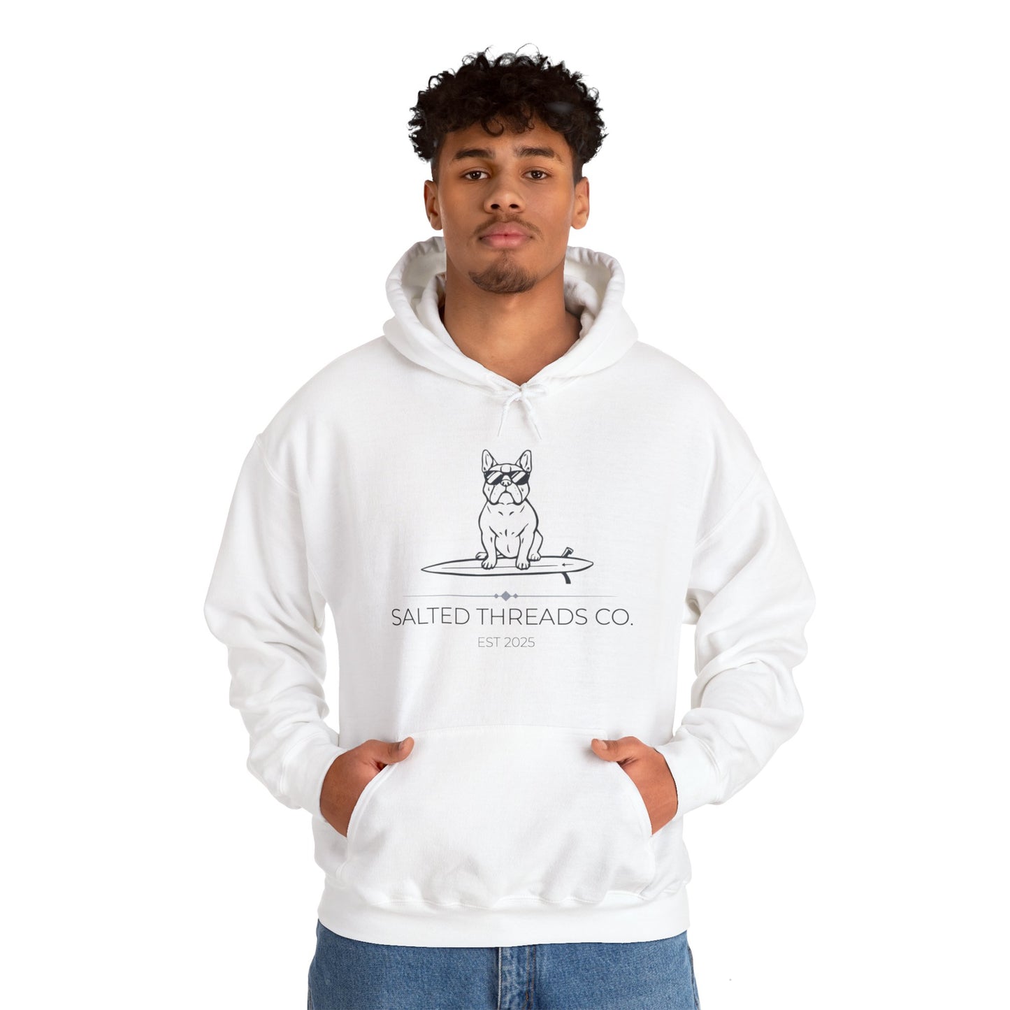 Salted Threads Co. French Bulldog Hoodie - Unisex Heavy Blend Sweatshirt