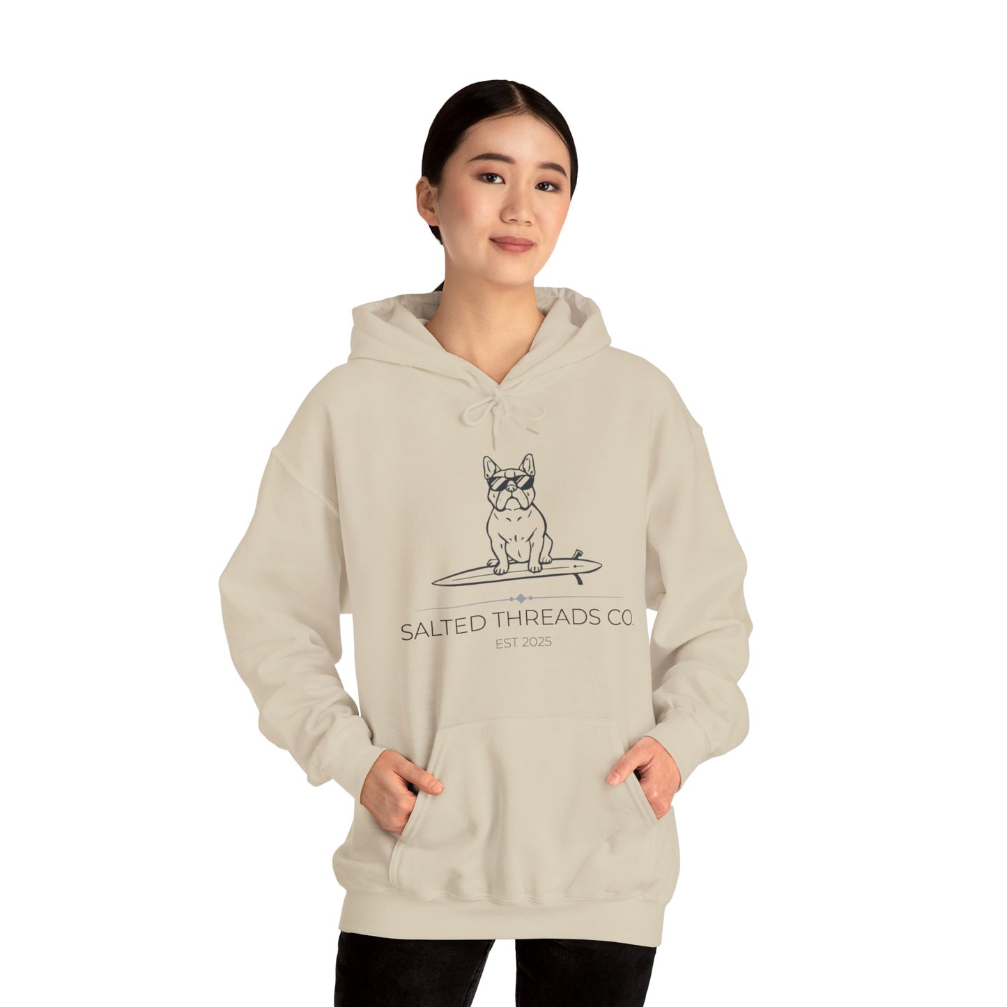 Salted Threads Co. French Bulldog Hoodie - Unisex Heavy Blend Sweatshirt